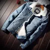 Hot Sale Men Jacket and Coat Trendy Warm Fleece Denim Jacket Winter Fashion Men Jean Outwear Male Cowboy