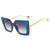 Fashion Oversize Sunglasses Women Pearl Temples Square Frame Sun Glasses Printing 7 Colors Wholesale