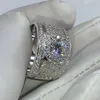 Fashion 925 Sterling silver Paev cz ring 2ct Simulated Diamond Engagement Wedding for Men Women Sapphire Jewelry Size 5-10 Boy gift