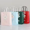 Shopping Paper Tote Bag Flower Printed Portable Shopping Gift Bag Mall Restaurant Party Bakery Home Cafe Paper Bag With Handles