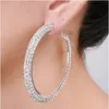 Boucle d'oreille en or plaqué platine 18 carats, 6CM 7CM, cerceau élégant, véritable cristal autrichien, Costume à la mode, grande boucle d'oreille, bijoux 272R