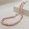 Collares de perlas naturales de agua dulce, collar negro/blanco/rosa/morado, joyería fina para mujer