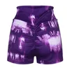 Women's Tie-dye Print Workout Yoga Shorts Summer High Waist Booty Leggings Running Training Gym Wear Sportswear N4