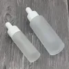 Clássico 15ml 30ml garrafa de geada vidro transparente conta-gotas frascos de soro de óleo essencial com tampa branca