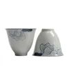 ヴィンテージティーカップ日本語スタイルの手描きティーカップブルーと白の磁器ティーカップセラミックドリンクウェアアクセサリー