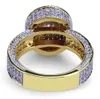 Пользовательский кластер золото CZ кольцо Micro Pave фианиты Имитация Diamonds Хип-хоп корки Роскошных мужские золотые колец