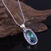 Classique multicolore Mystic Topaz Gemstone 925 Pendentifs en argent en forme d'oeuf Nouveau pour les femmes Bijoux de vacances Cadeaux Russie États-Unis Australie