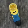 Hot Minions silicone smoking pipes cute Cartoon design food grade hand water pipe with glass bowl Tobacco hookah smoking Accessories