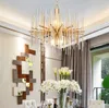 lustre moderne en cristal pour lampes de salon lustres de chaîne en acier inoxydable rond doré de luxe éclairage LLFA290s