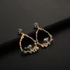 Mode-nouveau coréen été balancent femmes boucles d'oreilles Vintage émail oiseau or alliage fleur suspendus goutte boucle d'oreille mode femme boucles d'oreilles 2019