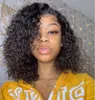 Virgin Brasilian Hair 8 tum Bob Wig Lace Front Girl Curly Pixie Paryker Human 100% Kort 360 Frontal för Black Women Diva1