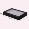 12 Wooden Pen Box Display Storage Case Pen Holder Collector Organizer Box with Transparent Window Black243M