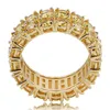 رجل الهيب هوب مثلج خارج الحجارة حلقات مجوهرات أزياء الذهب الدائري الزفاف الصفراء محاكاة خاتم الماس