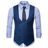 Nieuwe Type Mannelijke Pure Double-rij-knop Clip Hot Selling Mannelijke U-Collar Pure-Color Leisure Vest Double-Row Button Groot-formaat Mannen Jas