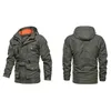 Les hommes d'hiver Bomber Veste à capuche coupe-vent Vestes militaire Vestes tactique hommes Armée multi-poche imperméable Manteaux Slim