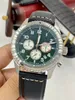 Gratis frakt Nyanlopp Lyxklocka Quartz Stopwatch Rostfritt stål Klockor Green Dial Man Watch Luxury Wristwatch 262