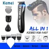 Kemei KM-1407 4 en 1 Recortadora de cabello recargable Afeitadora eléctrica inalámbrica Afeitadora de barba, nariz, afeitadora de orejas, herramienta recortadora de cabello