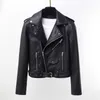 Skórzana skóra sztuczna kurtka Faux Pu Kobiet motocyklowy płaszcz motocyklowy krótkie kurtki plus rozmiar żeńska moda streetwearu wierzchnia 1