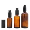 Partihandel USA Amber Glass Parfymflaskor 30ml 50ml 100ml Tom Atomizer Makeup Spray Bottle med svart keps