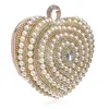 fashion luxury designer lovely cute super glittering diamond crystal rhinestone peach heart shape pearl lady woman purse clutch evening bag