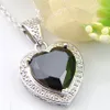 Luckyshine 10 Pcs 1Lot Halloween Jewelry Gift Heart-shaped Black Onyx Gemstone 925 Sterling Silver Necklaces Pendant For Women 12mm