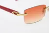 2019 Großhandel Randlose Brille Rote Azteken-Sonnenbrille Hot 3524012 Arme Randlose Sonnenbrille Heißes Modell Unisex-Designerbrille Neue orange-rote Linse