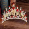 Kmvexo barok goud zilver bladeren kristal steentjes bruiloft kroon luxe grote koningin tiaras hoofdband voor bruids haaraccessoires CJ191226