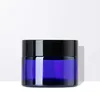 20g 30g 50g Cosmetic Jar Jar vidro azul Garrafa de cosméticos Lip Balm Creme Jars Rodada de vidro com interior forros PP