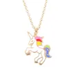 NUOVA collana di unicorno di moda per ragazze Bambini Bambini Smalto Cartoon Horse Gioielli Donna Collana con ciondolo animale con carta di vendita al dettaglio WL1155