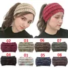 Fashion Woman Colorful Knitted Ponytail Hats Warm Crochet Yarn Knitting Widened Blank Top Wool Hat Cover Girl Headbands