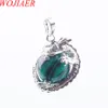 WOJIAER Natural Stones Tigers Eye Crystal Pendant for Men Dragon Pendants Round Ball Bead Reiki Female Jewelry BN311