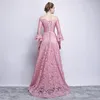 2019 elegante laço vestidos de dama de honra batida vestido de convidado de casamento lace-up de volta damas de honra vestido forma formal vestido de honra