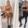 Frauen Yoga Anzug Neue Yoga Kleidung Enge Laufen Fitness Sport Leopard Print Set Damen Fitness Kleidung Zwei Stück Trainingsanzug Heißer Verkauf