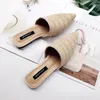 Verão Sólido Nova Toe-coberto de Mulheres Chinelo Moda Apontado tecido respirável preguiçoso chinelos plana Sandals Mulheres Mule Slides Shoes