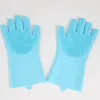 Silicone Gloves with Brush Reusable Safety Silicone Dish Washing Glove Heat Resistant Gloves Kitchen Cleaning Tool HHAA614