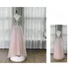 Impressionante Blush Prom Vestidos longos Sexy V-Neck mangas V-Back major Beading lantejoulas Pavimento vestidos de noite Comprimento