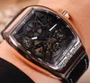 Ny kollektion Vanguard V45 Rose Gold Black Inner Skeleton Dial Tourbillon Automatic Mens Watch Black Rubber Leather Watches Puret2569