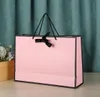 Creative clothing store paper bag bow handbag pink gift bag customizable LOGO