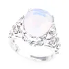 LuckyShine Easter BIG Popular Style Moonstone Oval Teardrop Shaped Silver Plated Wedding Rings for lovers Two options R0058 R0345