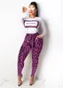 Kadınlar Leopar Baskılı Eşofman Uzun Kollu Tişört Üst + Pantolon Tayt 2 Adet Kıyafetler Sonbahar Tasarım 5 Renk Spor
