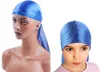 Hot sale Unisex Silky Durag Long Tail And Wide Straps Waves For men Solid Wide Doo Rag Bonnet Cap Comfortable Sleeping Hat 10pcs