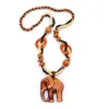 New 2020 Boho Ethnic Jewelry Long Hand Made Bead Wood Elephant Pendant Maxi Necklace for Women Whole Rope Chain Trendy5358338