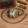 Bronze/Retro Grau Vintage Taschenuhr Zombie Display Quarz Analog Halskette Kette Herren Damen Full Hunter Uhren Uhr