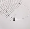 Fashion Transparent Invisible Fishing Line Cubic Zircon Round Pendant Choker Necklace 6mm 8 mm For Women Girl Jewelry Gift