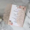 Kreative Rosen-Laserschnitt-Hochzeitseinladungskarte, DIY glänzende Hochzeitseinladungen für Quinceanera-Geburtstag, süße Einladungskarten