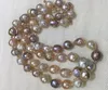 Livraison gratuite naturelle noble bijoux 12-14mm perle baroque keshi collier en argent 925