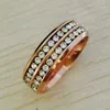 Rhinestone Rings For Women Stainless Steel 18K Rose Gold women Finger Rings Femme Wedding Engagement Rings Jewelry