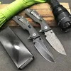 Special Offer New Flipper Folding Knife 440C Drop Point Laser Patern/ Black Stone Wash Blade Steel Handle Ball Bearing Knives