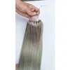 Braziliaanse Virgin Micro Hair Extension Loop Micro Ring Haarverlenging Real Remy Menselijk Haar Grijze Kleur 100g / 100s 14 "-24" Factory Direct Prijs