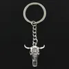 30st / lot nyckelring Keychain Smycken Silverpläterad Skull Bull Ox Star Headcharms Hängsmycke för viktiga tillbehör